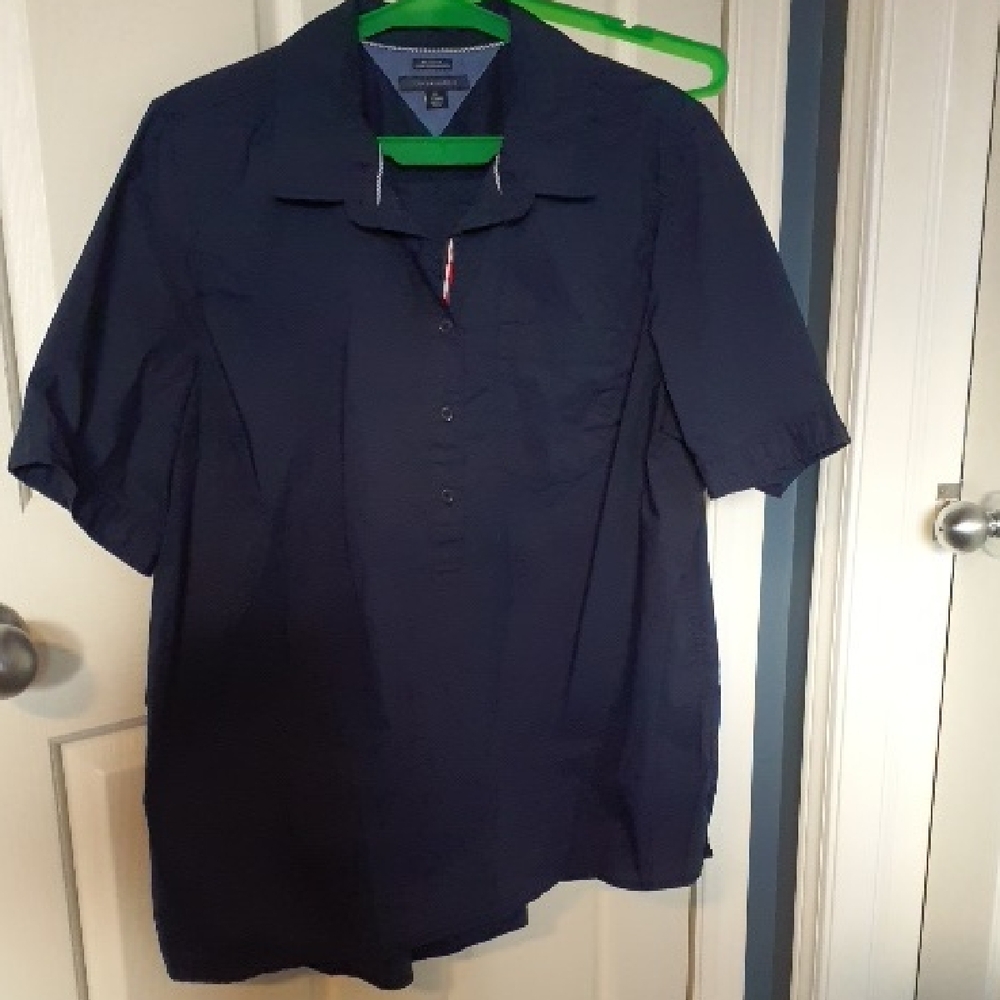 Tommy Hilfiger Dark Blue Casual 3/4 Button Down Short Sleeves Shirt